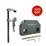 Massca Dowel Jig X - For Angled Dowel Joints + Quick Gear Clamp 12 Inches
