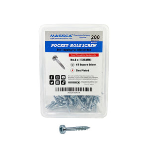 1'' Fine Thread #6 Zinc Pocket Hole Screws - 200 Screws Massca Products 